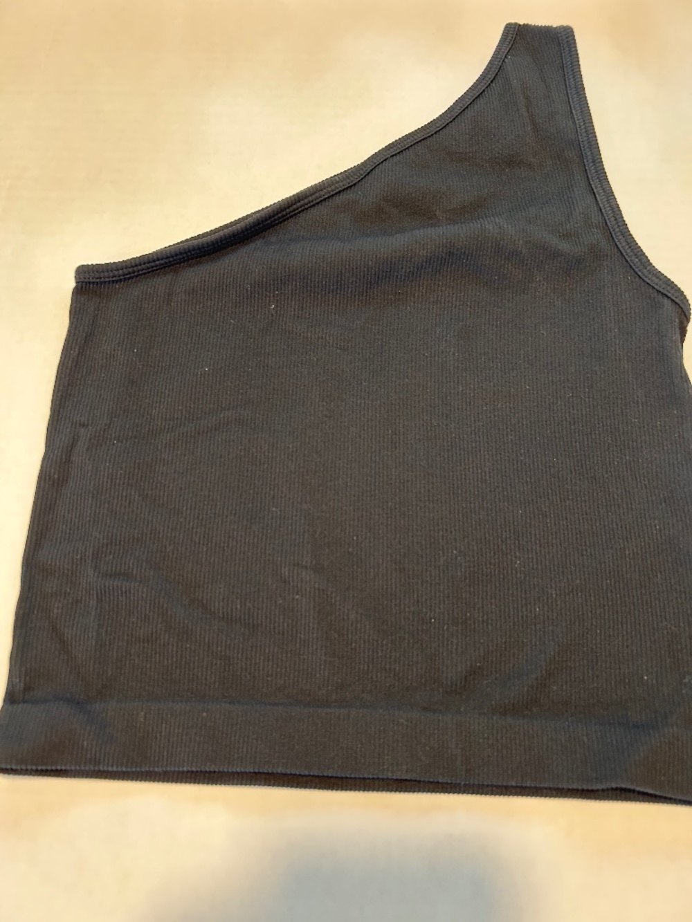 A New Day Black Ribbed One Shoulder crop Top Size L